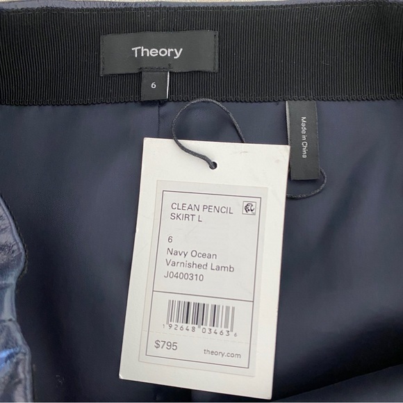 Theory navy leather pencil skirt - Picture 5 of 9